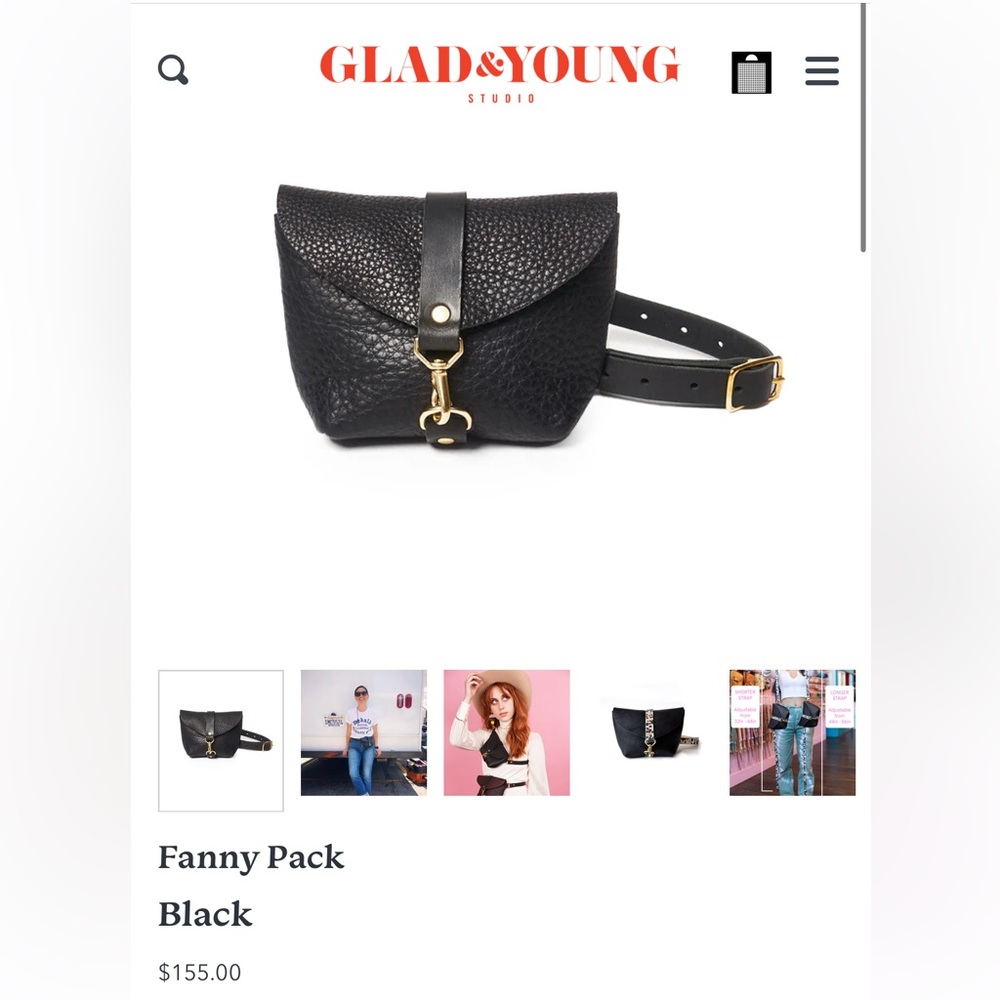 Glad & Young Black Leather Fanny Pack